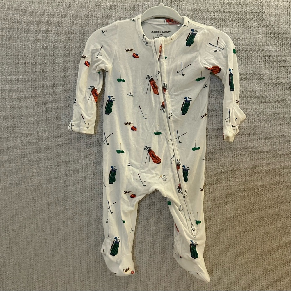 Angel Dear White Golf Print Kids Footie
